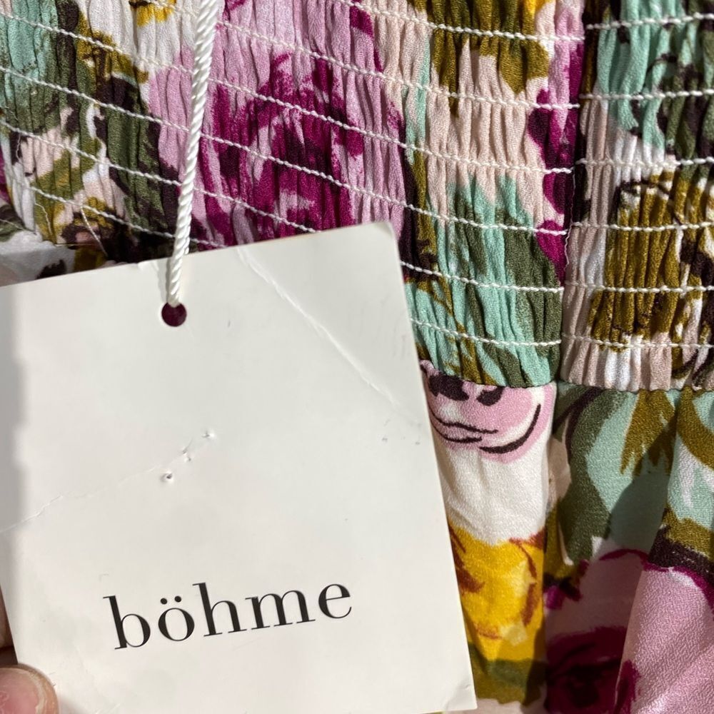 NWT Bohme Kim Floral Midi Strapy sleeveless Dress W/ Slit in Pink Size S - Picture 8 of 9